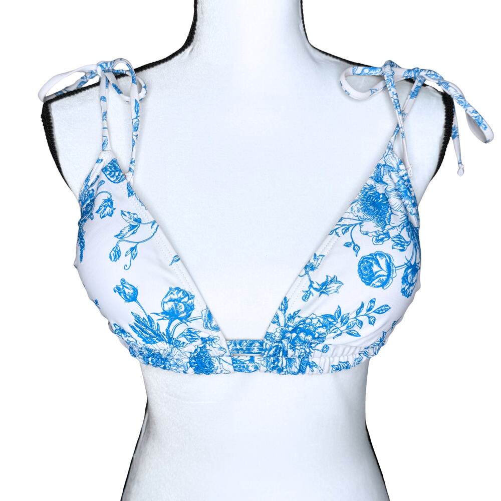 Pink Lily Marina Mood Floral Triangle Bikini Top XL Coquette Coastal Grandma
